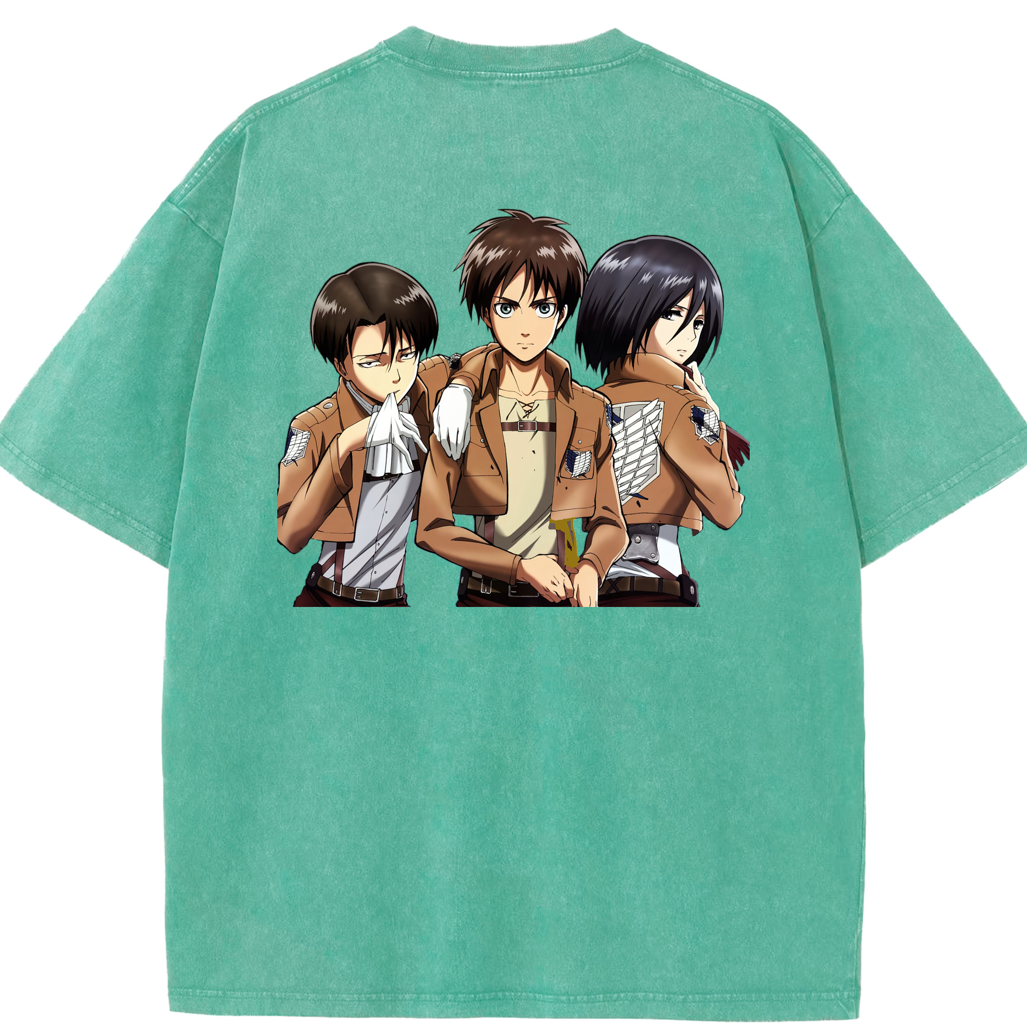 （画像用） 進撃の巨人 エレン･イェーガー Attack on Titan Eren Jäger 綿100% ヴィンテージ風 半袖Tシャツ（背面プリント）
